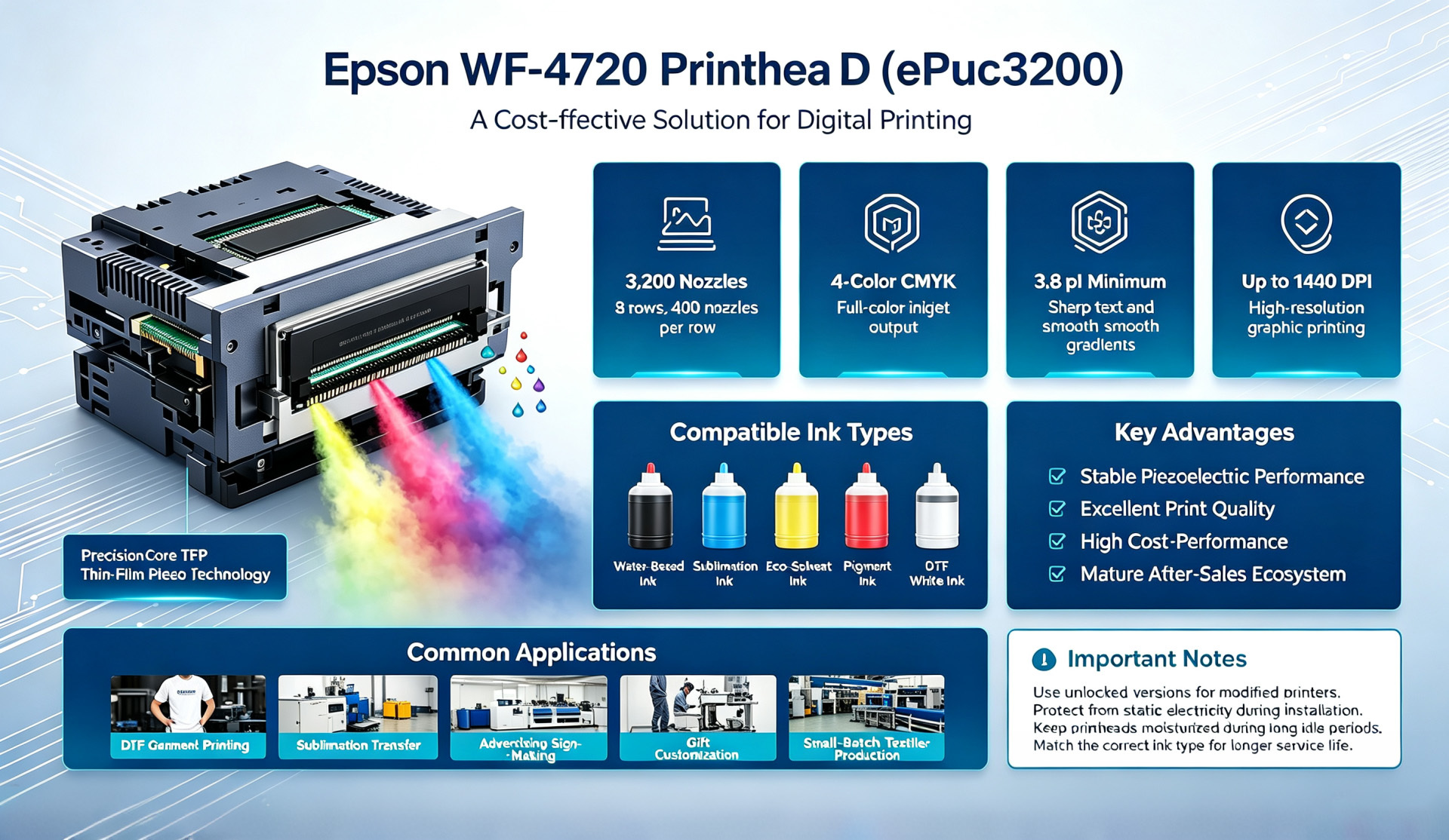 Latest company blogs about Epson WF-4720 Printhead EPS3200 | PrecisionCore TFP Print Head for DTF & Sublimation Printing