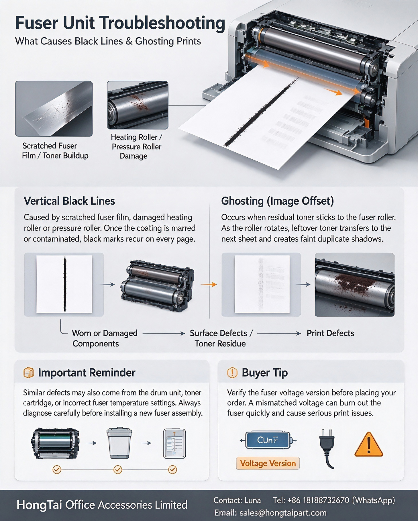 Latest company blogs about Fuser Unit Troubleshooting: What Causes Vertical Black Lines & Ghosting on Laser Prints